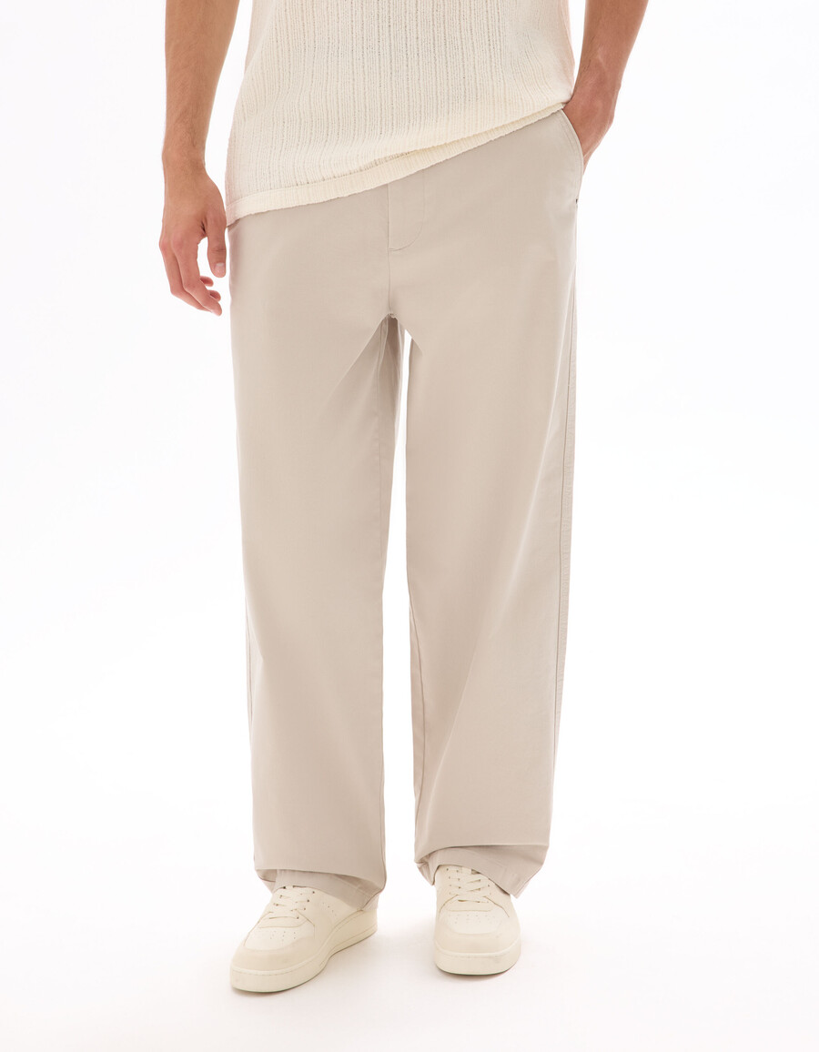 pantalones chinos holgados de algodón elástico