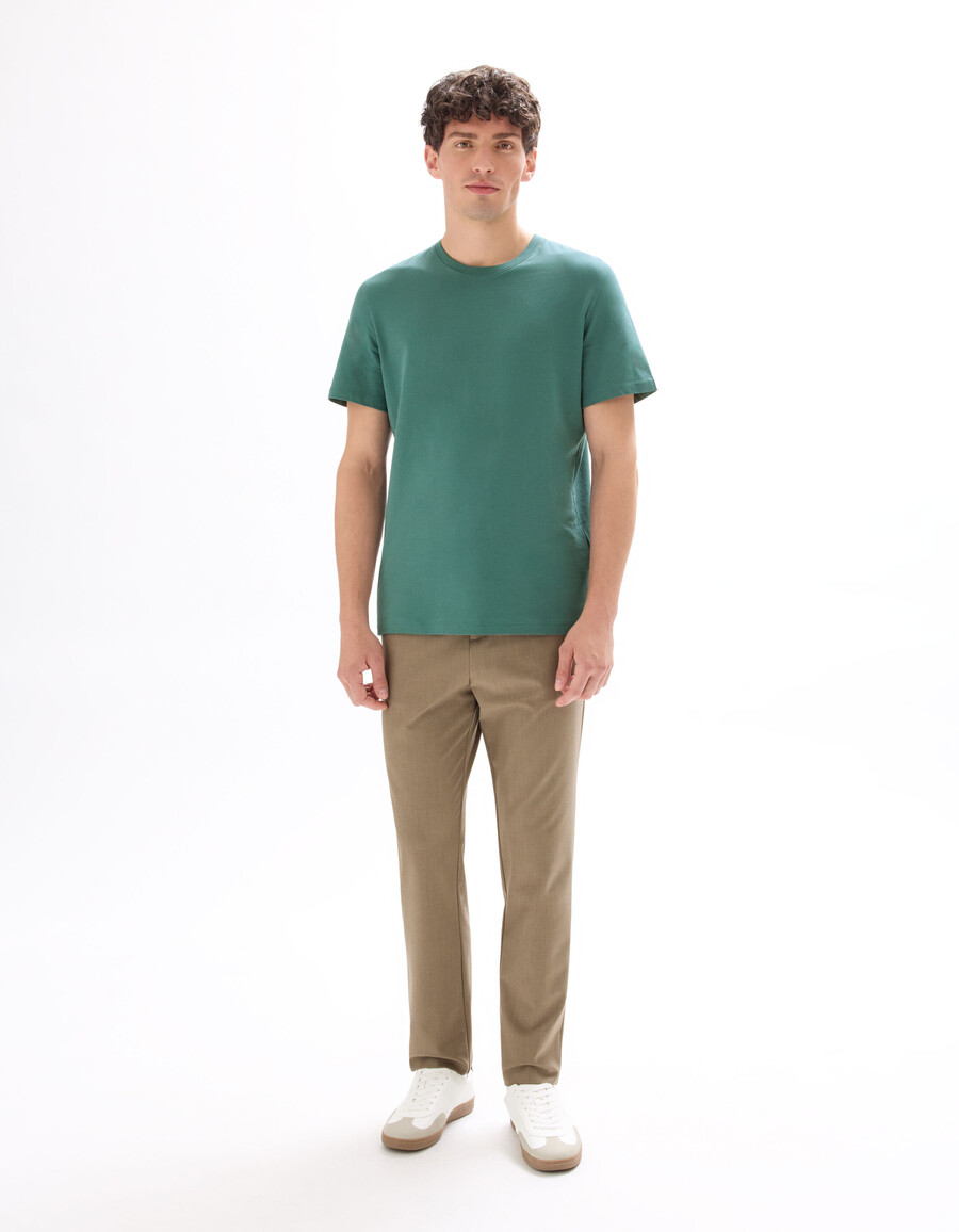 pantalones ajustados elásticos de largo 78 para todo el día en beige claro