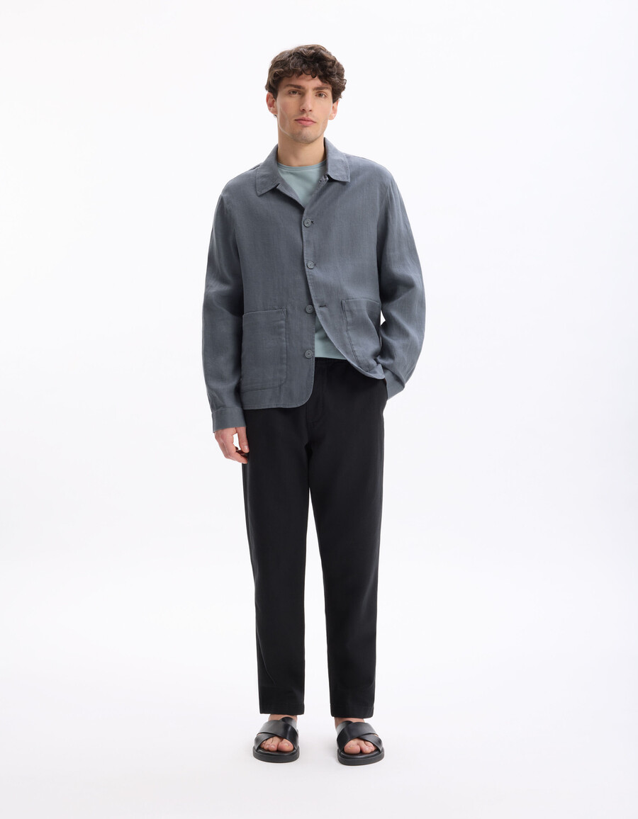 chaqueta de cuello camisero 100 lino