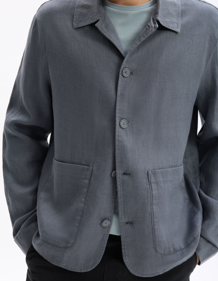 chaqueta de cuello camisero 100 lino