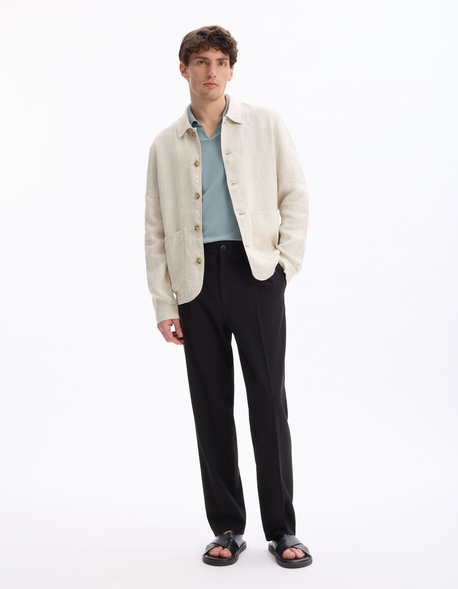 chaqueta con cuello camisero 100 lino