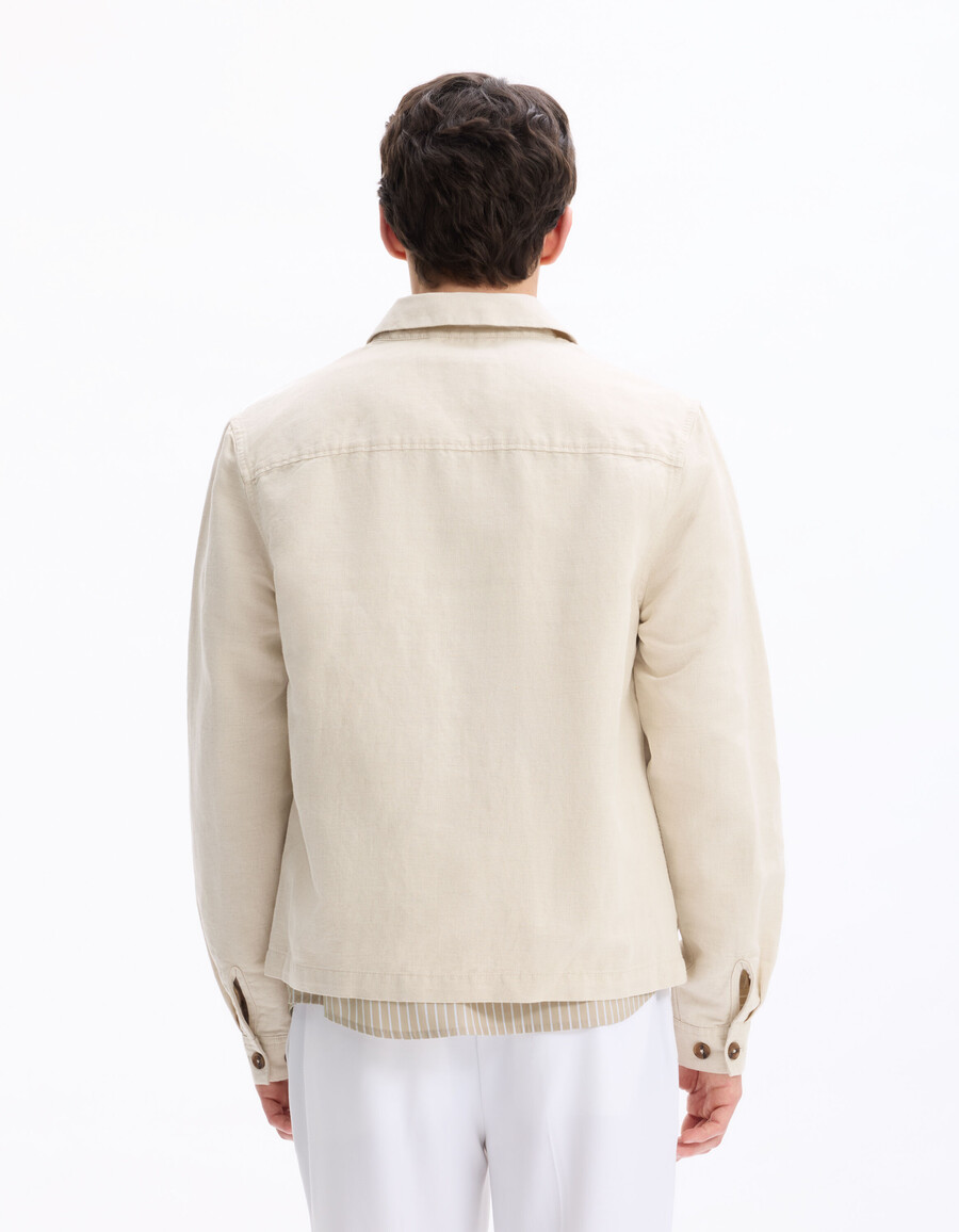 chaqueta de lino y algodón con cuello camisero