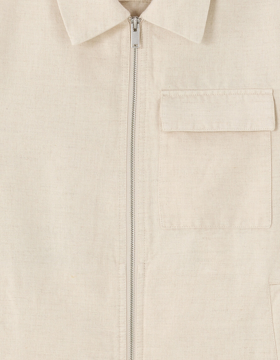 chaqueta de lino y algodón con cuello camisero