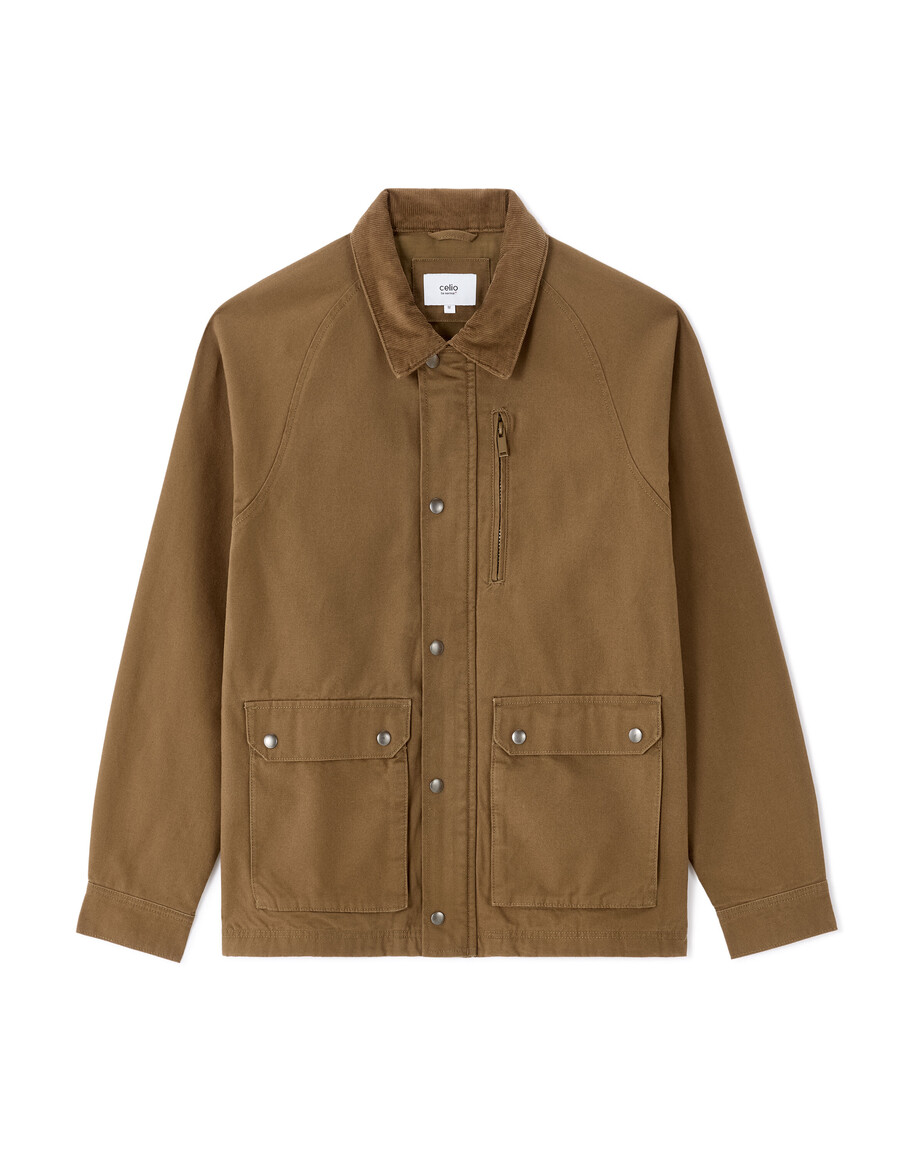 chaqueta multibolsillos con cuello de terciopelo