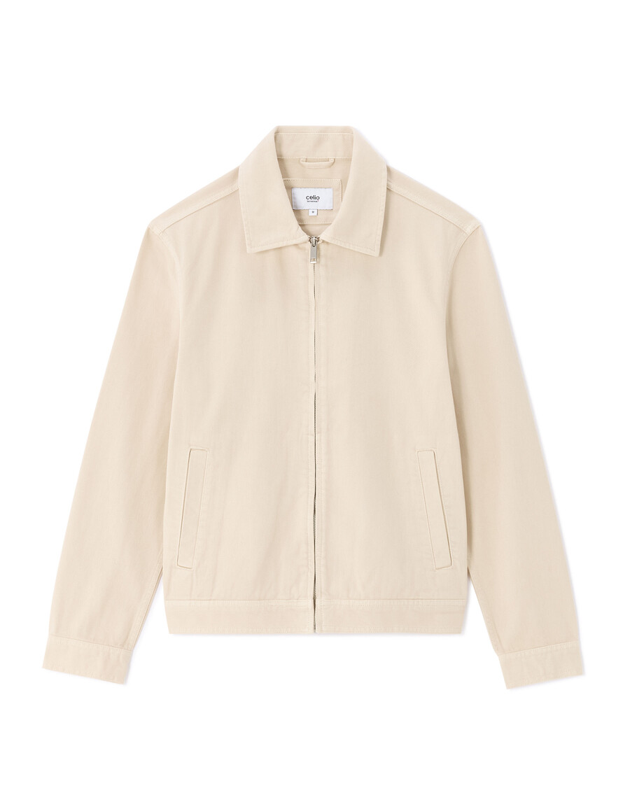 chaqueta con cuello camisero y cremallera 100 algodón