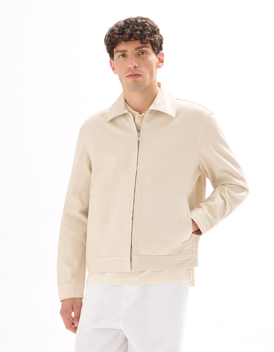 chaqueta con cuello camisero y cremallera 100 algodón