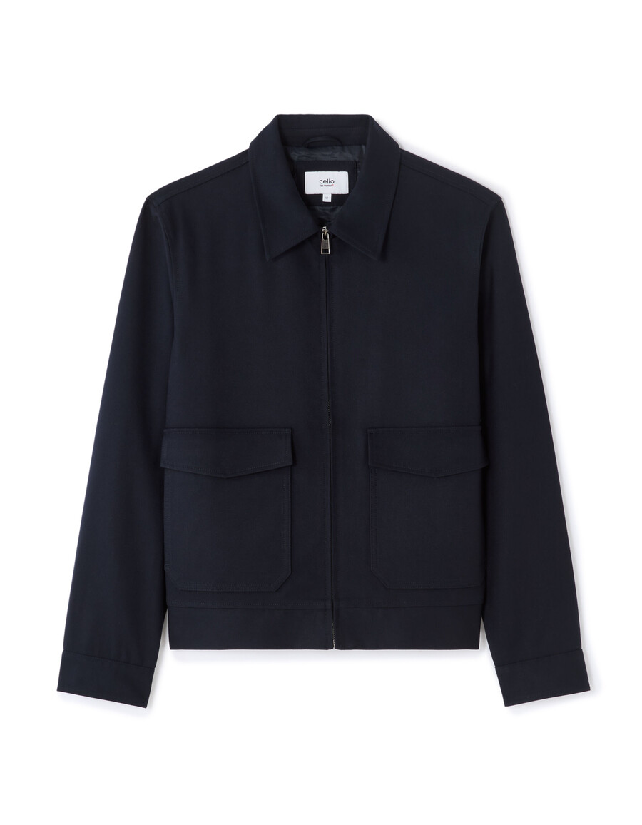 chaqueta con cuello de camisa y cremallera