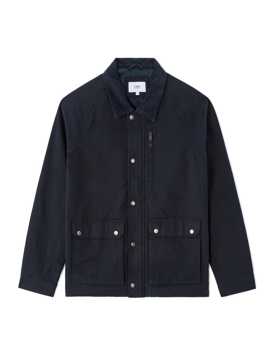 chaqueta multibolsillos con cuello de terciopelo