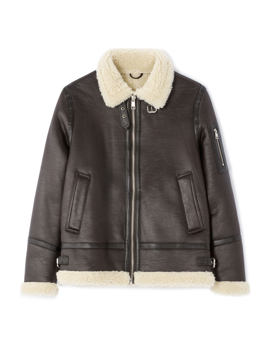 chaqueta bomber de ante sintético