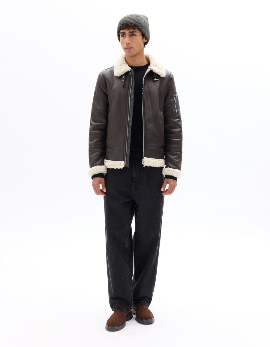 chaqueta bomber de ante sintético