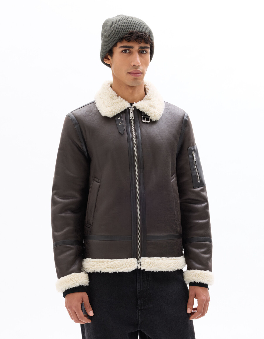 chaqueta bomber de ante sintético