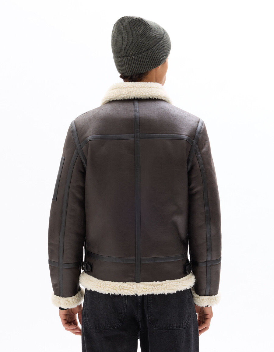 chaqueta bomber de ante sintético