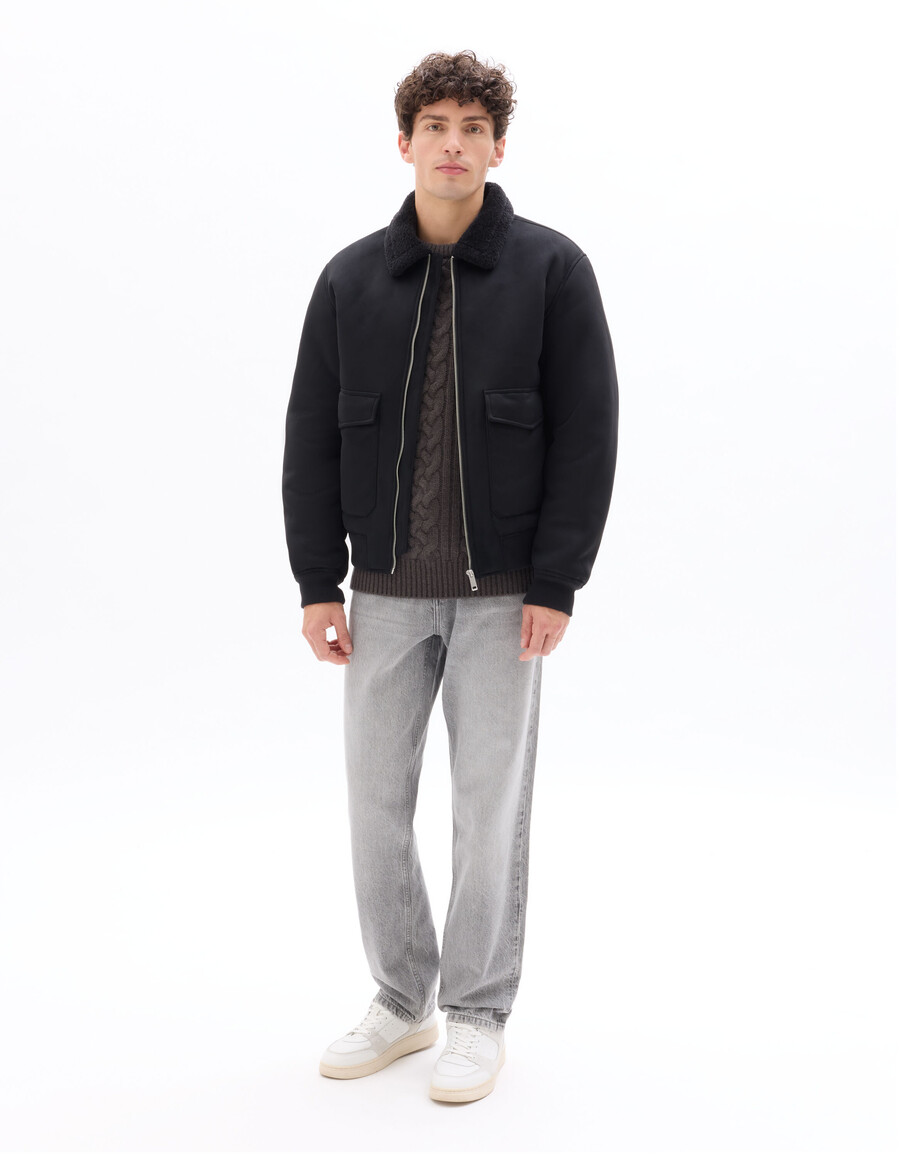 chaqueta bomber de ante sintético