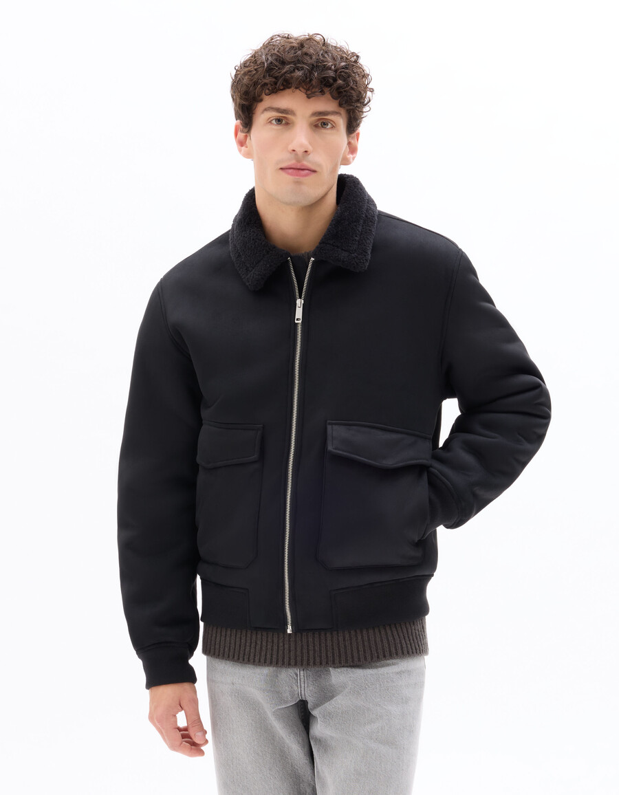 chaqueta bomber de ante sintético
