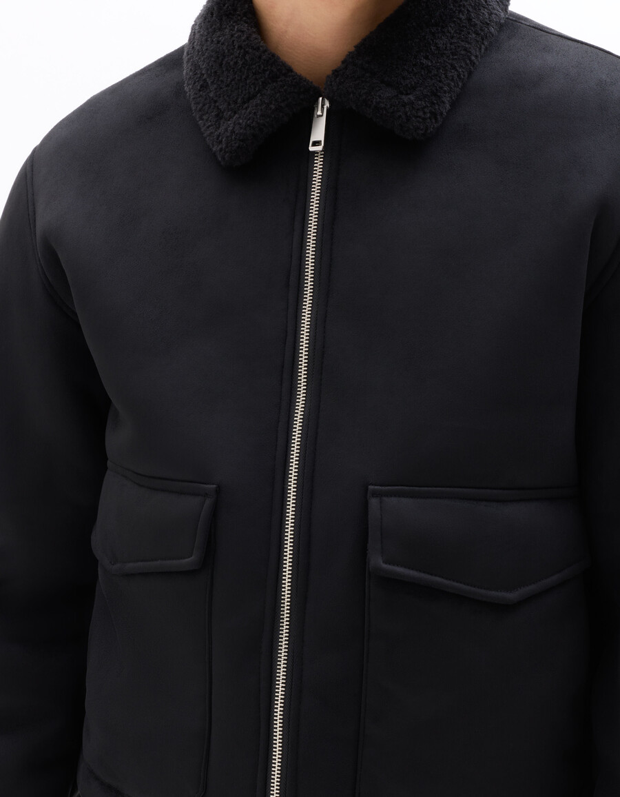 chaqueta bomber de ante sintético