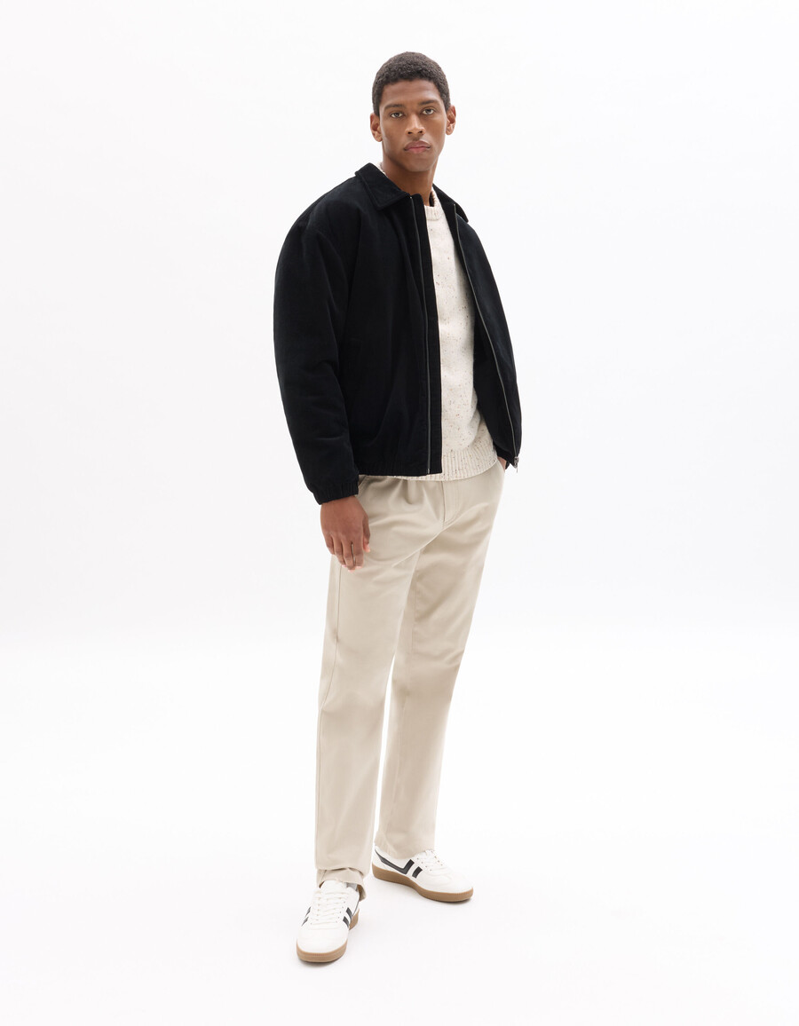 chaqueta de pana negra con cuello camisero