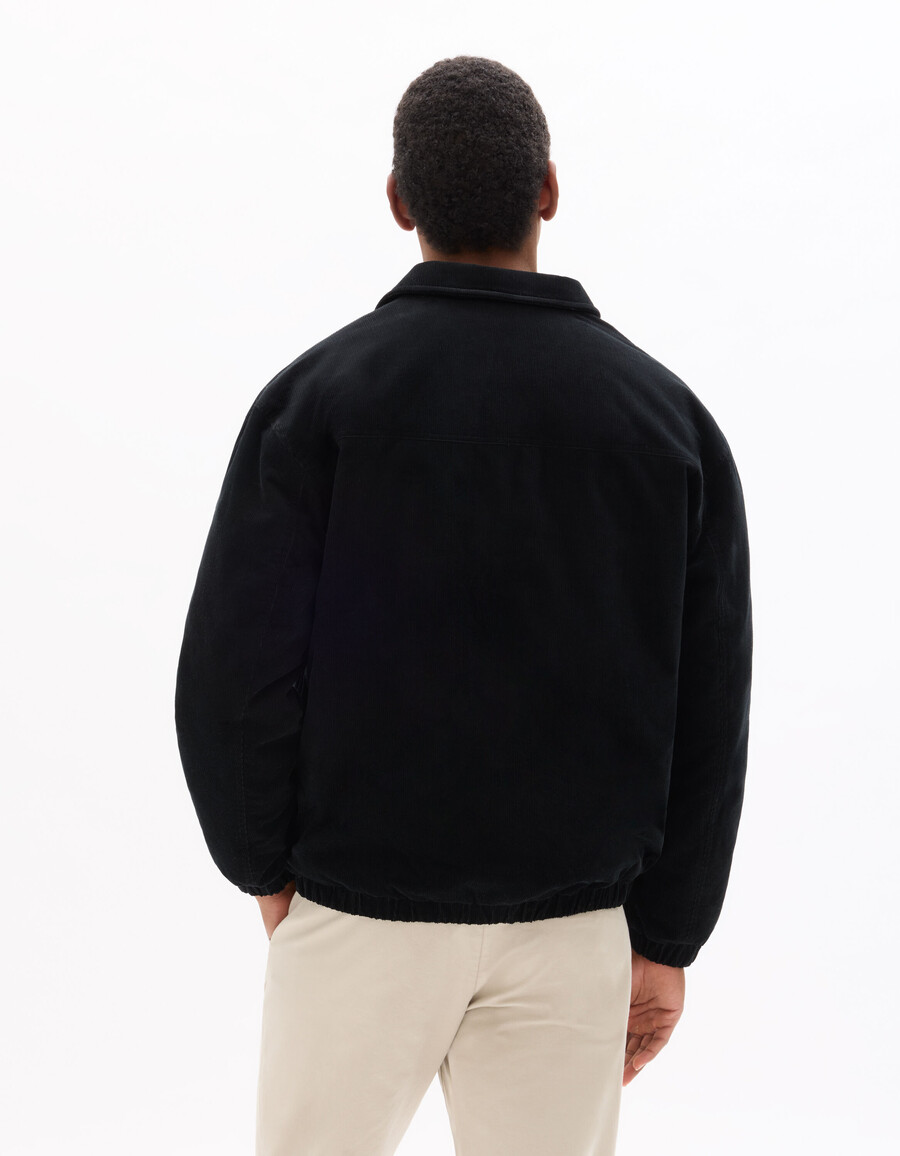 chaqueta de pana negra con cuello camisero