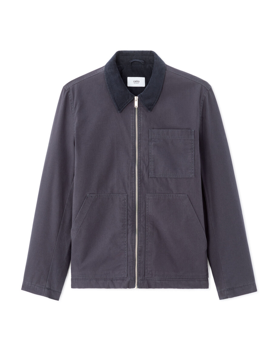chaqueta 100 algodón con cuello en contraste