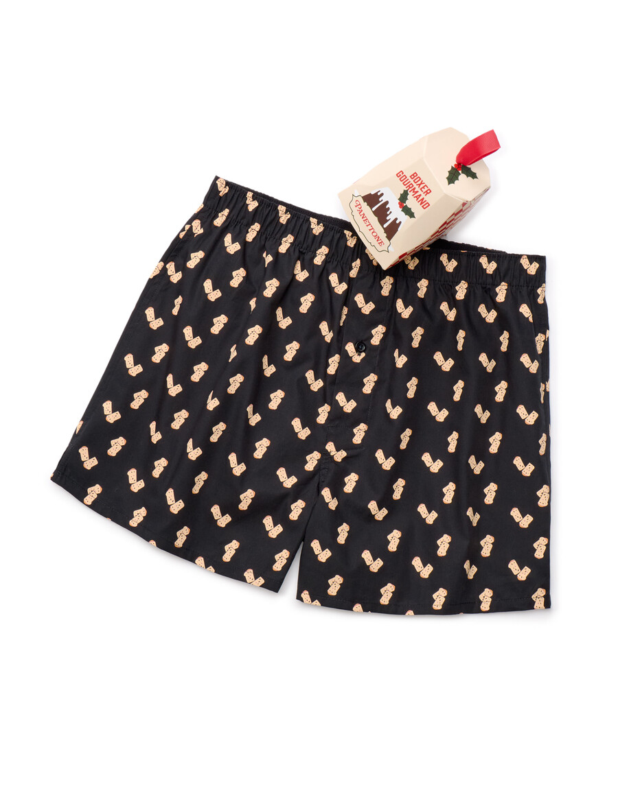set de regalo de calzoncillos bóxer para hombre con panettone navideño