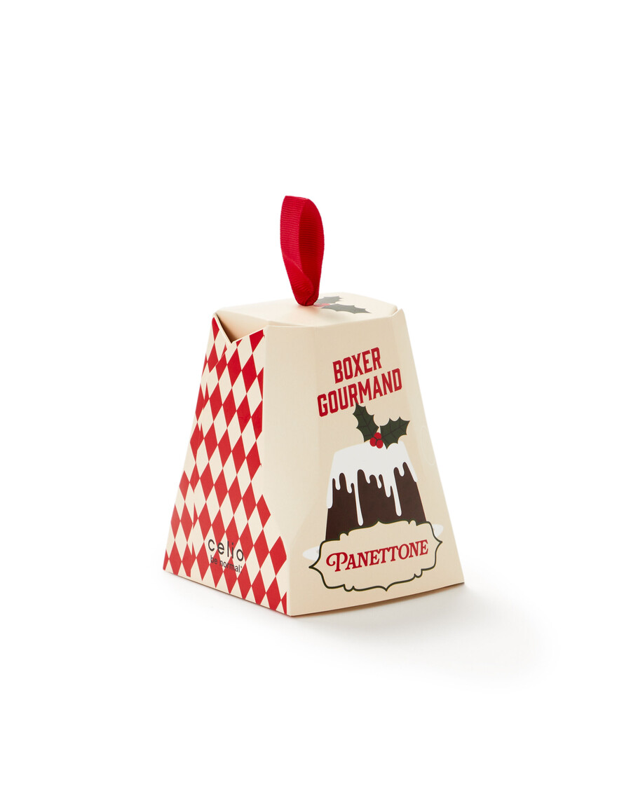 set de regalo de calzoncillos bóxer para hombre con panettone navideño
