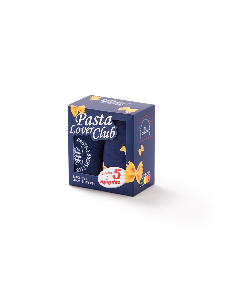 conjunto de regalo de calzoncillos y calcetines tipo bóxer con estampado navideño de pasta azul marino