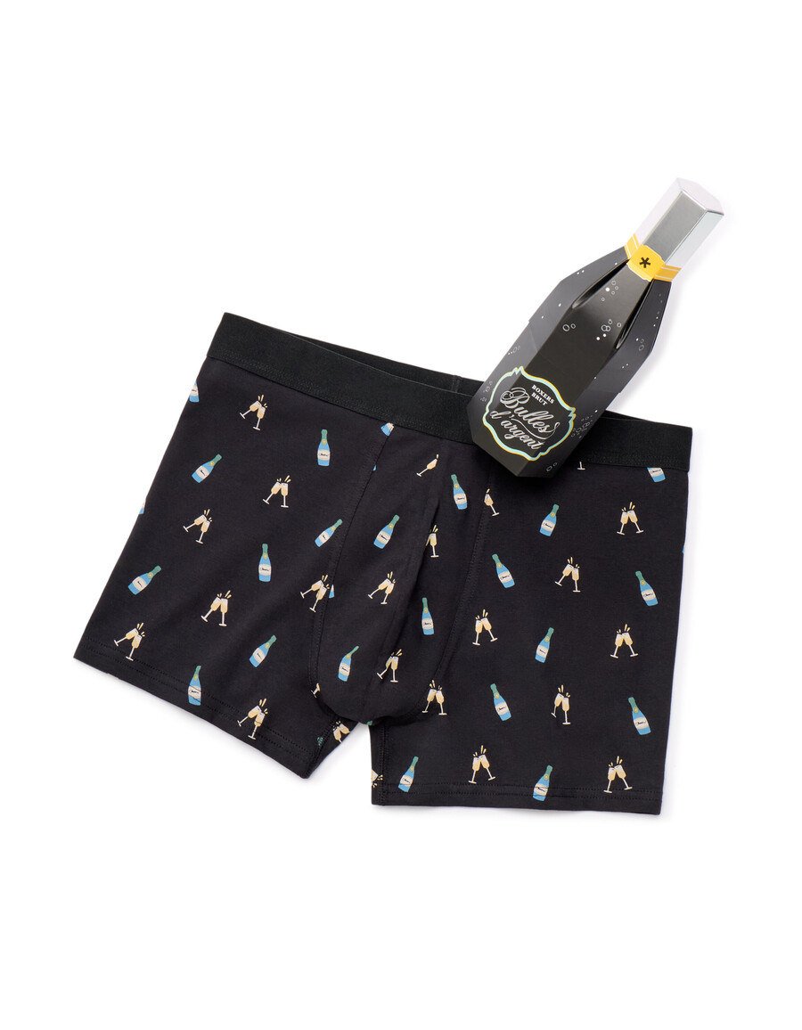 set de regalo de calzoncillos bóxer negros navideños