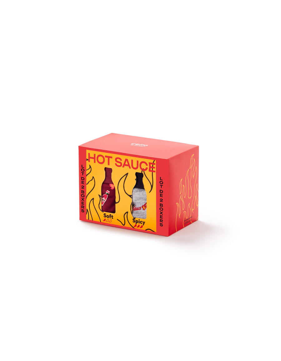 set de regalo de dúo de bóxers con estampado navideño de salsa de chile roja