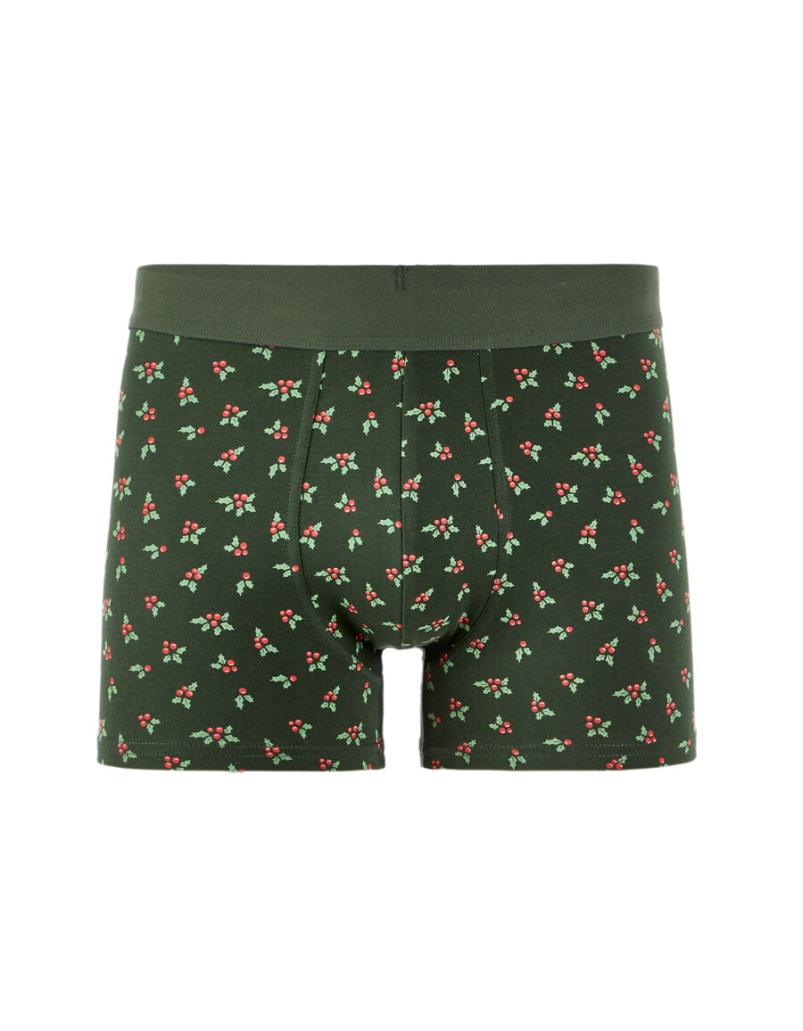 set de regalo de calzoncillos bóxer con diseño de árbol de navidad verde para hombre