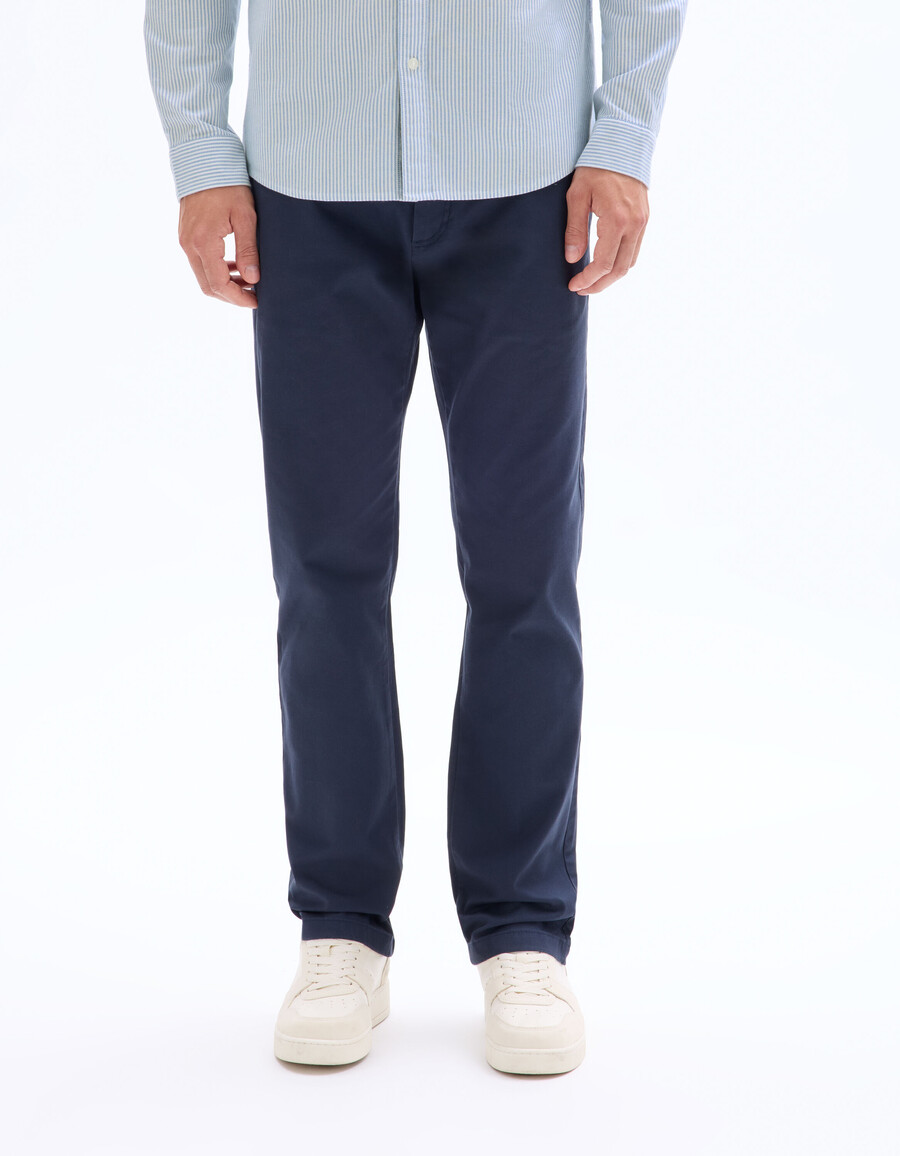 pantalones chinos rectos de algodón elástico largo estándar