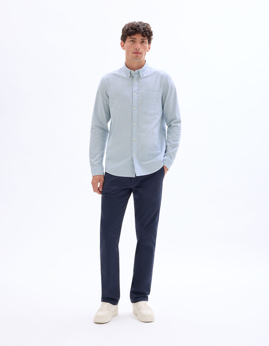 pantalones chinos rectos de algodón elástico largo estándar
