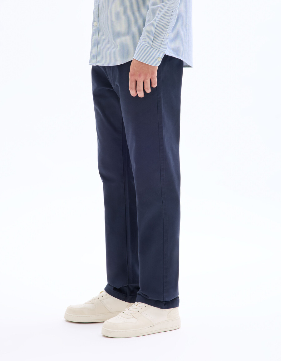 pantalones chinos rectos de algodón elástico largo estándar