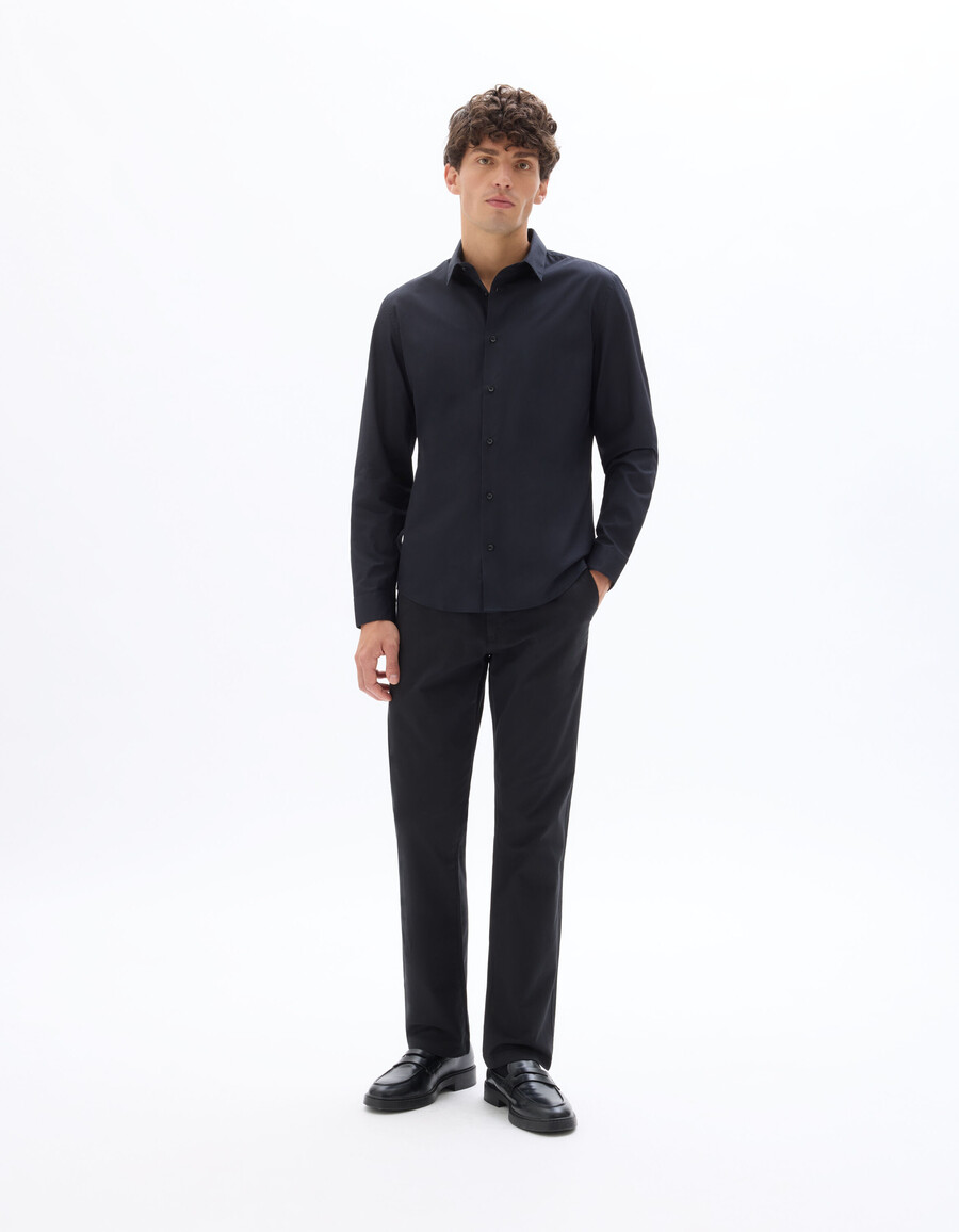 pantalones chinos rectos de algodón elástico largo estándar