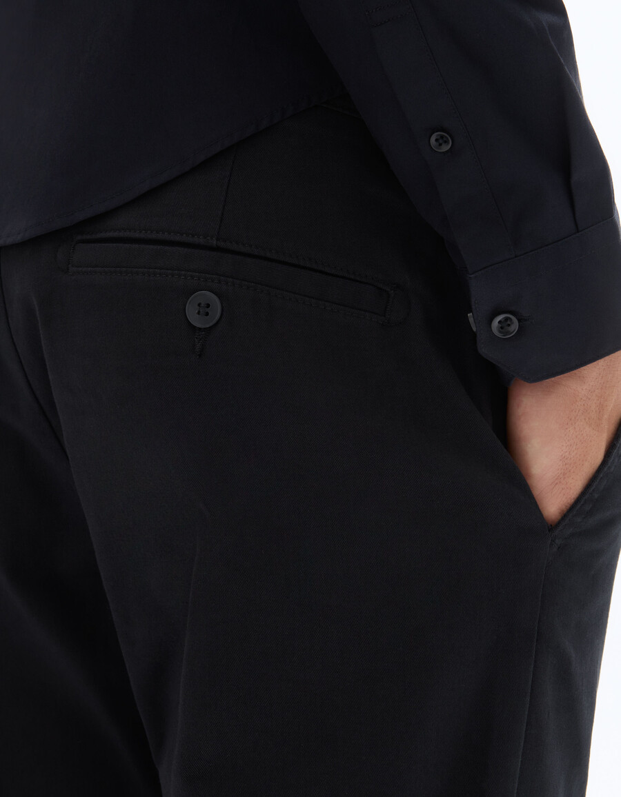 pantalones chinos rectos de algodón elástico largo estándar