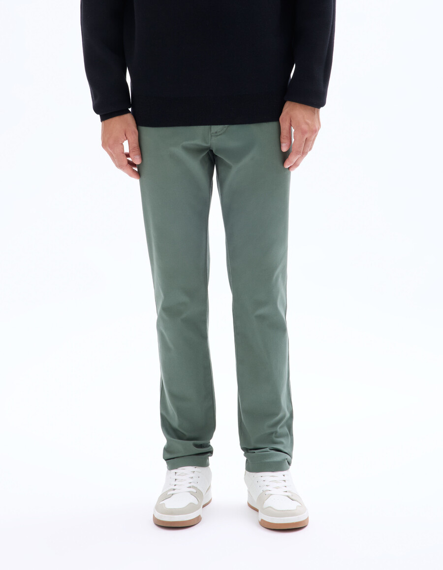 pantalones chinos ajustados de algodón elástico