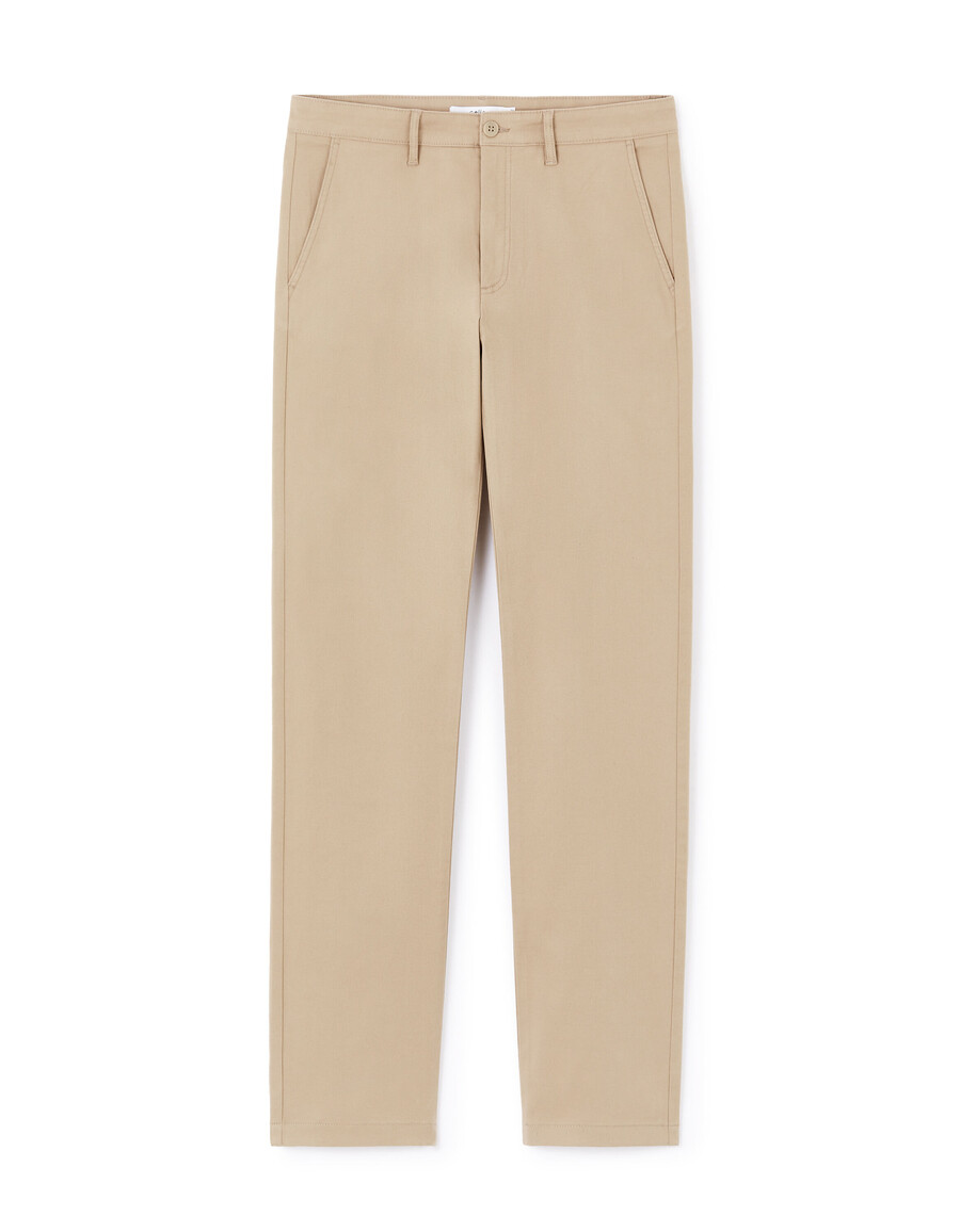 pantalones chinos rectos de algodón elástico largo estándar