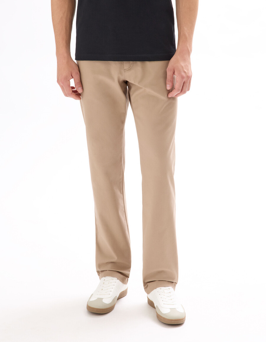 pantalones chinos rectos de algodón elástico largo estándar