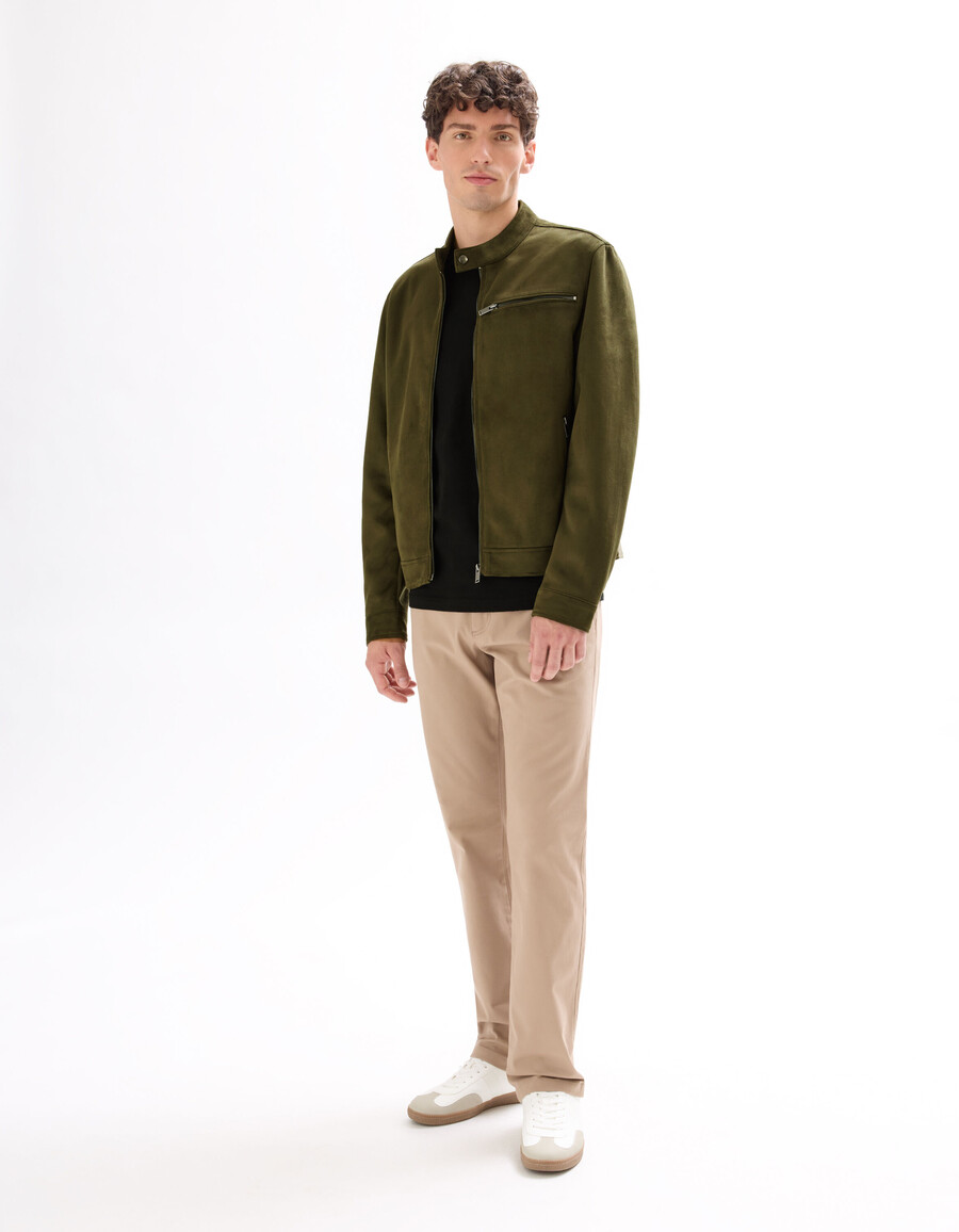 pantalones chinos rectos de algodón elástico largo estándar