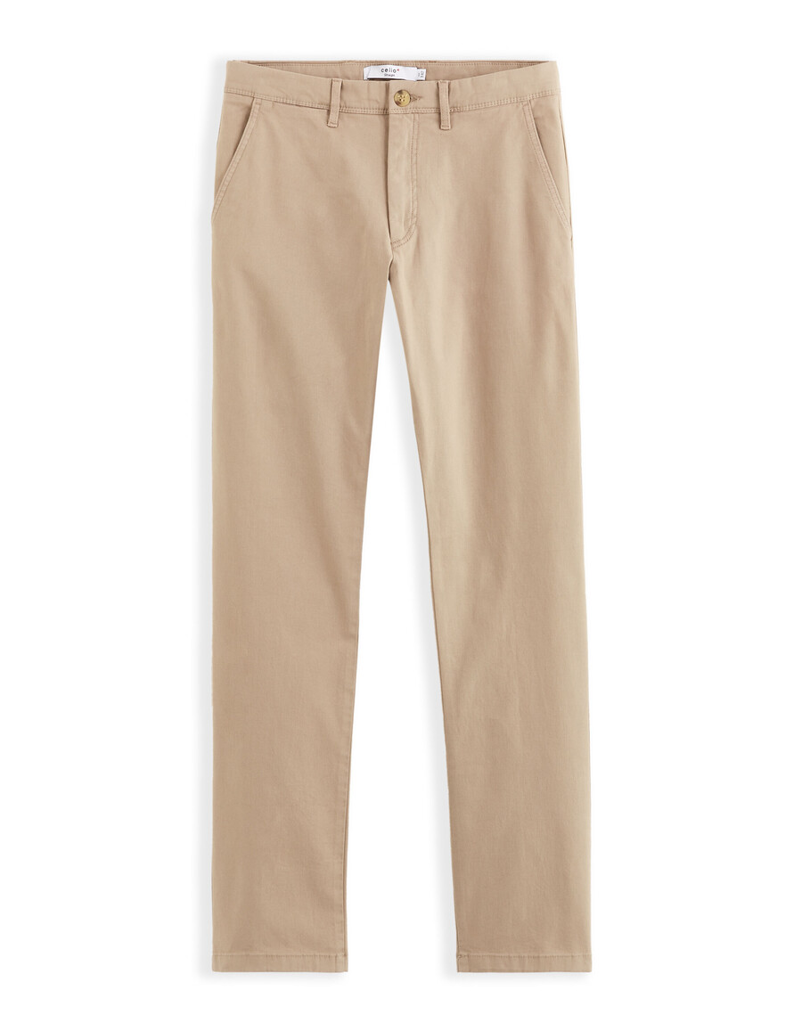 pantalones chinos rectos de algodón elástico largo cortolargo
