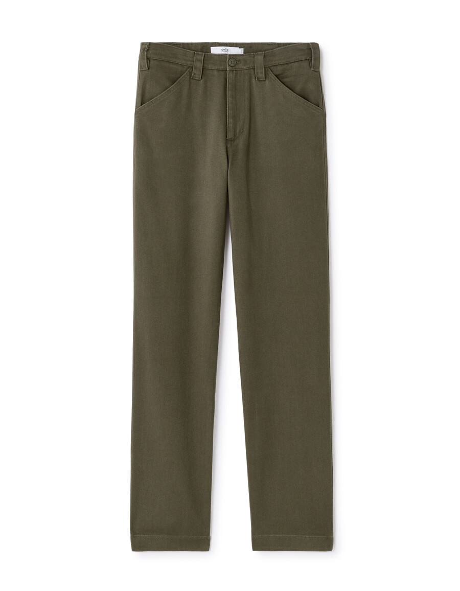 pantalones chinos holgados de algodón y lyocell