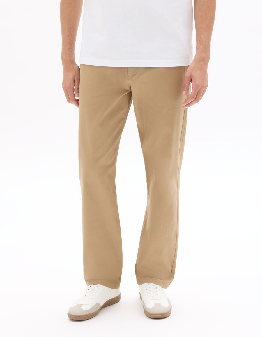 pantalones chinos de algodón elástico de pierna recta