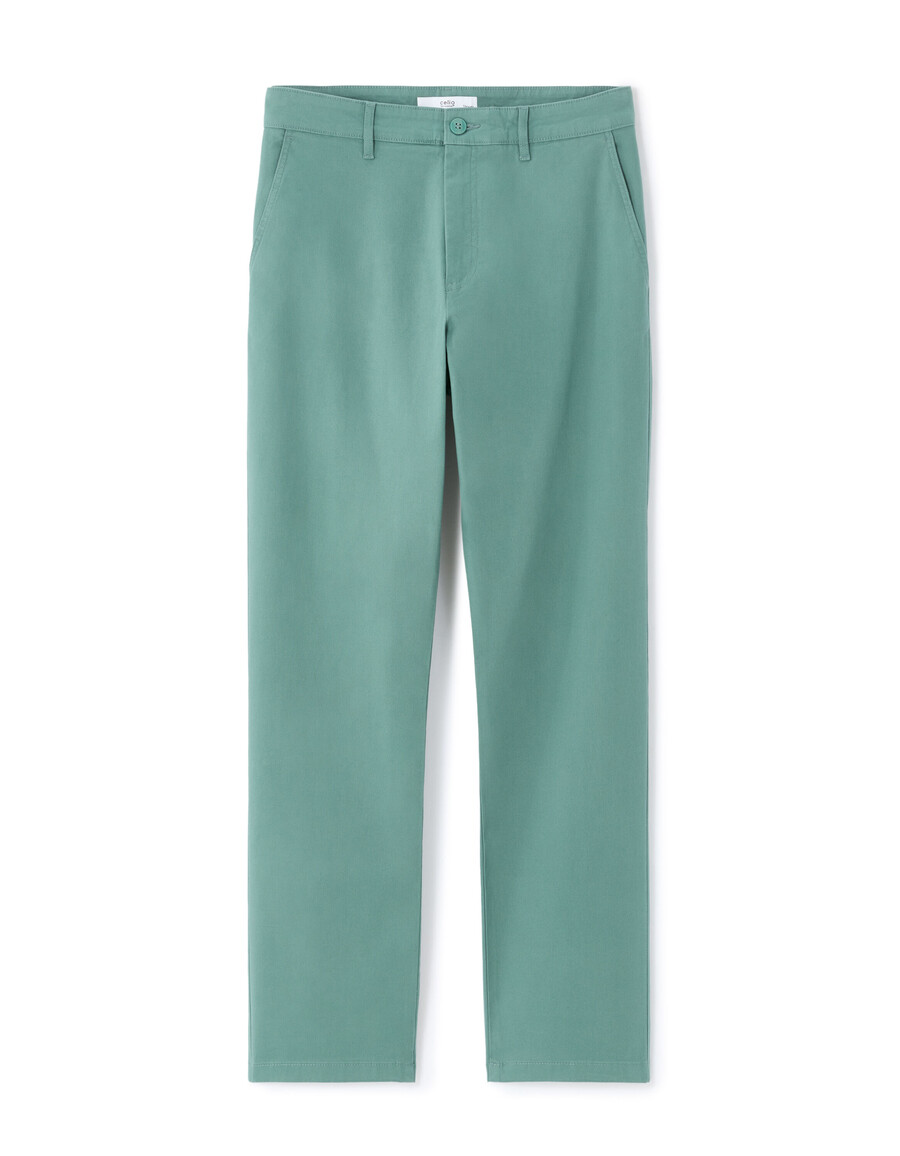 pantalones chinos de algodón elástico de corte recto verde claro
