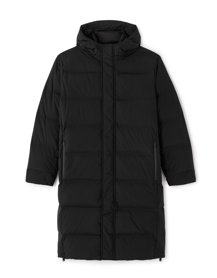 chaqueta acolchada larga downwarm 90 plumón 10 plumas con capucha