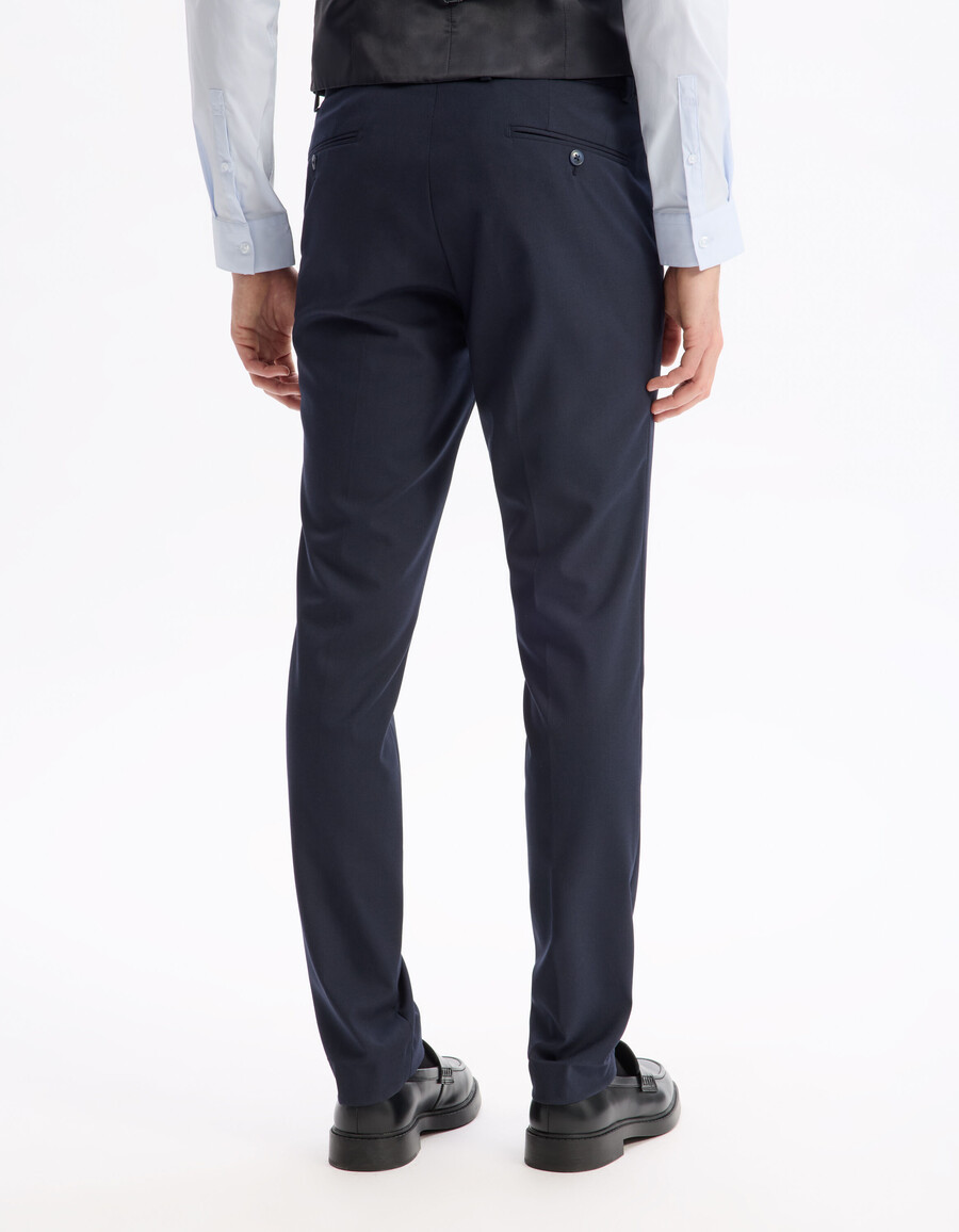 pantalones de traje azul marino elásticos de corte entallado