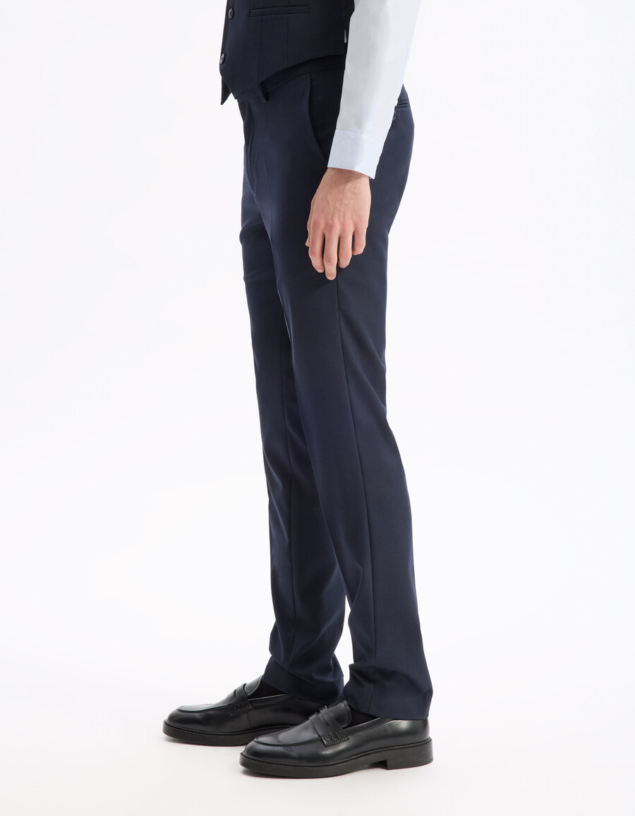 pantalones de traje azul marino elásticos de corte entallado
