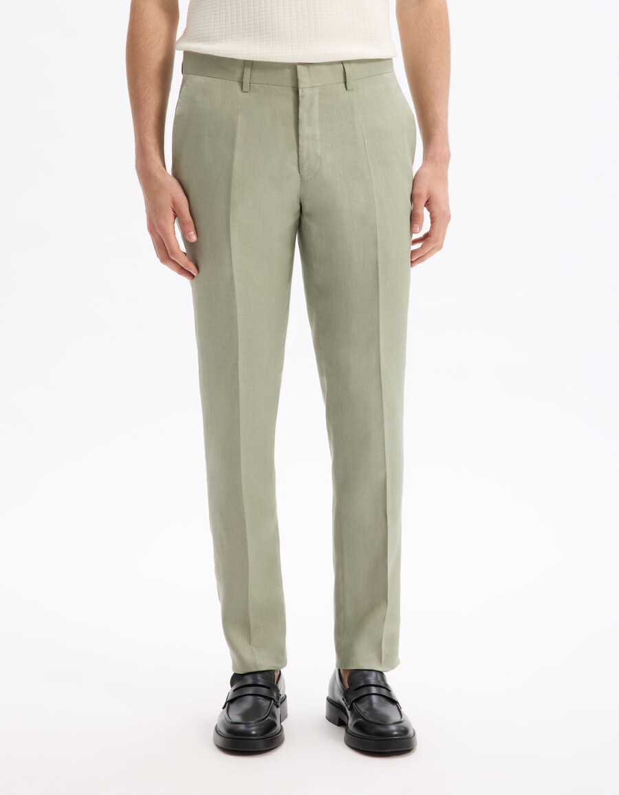 pantalón de traje slim fit 100 lino