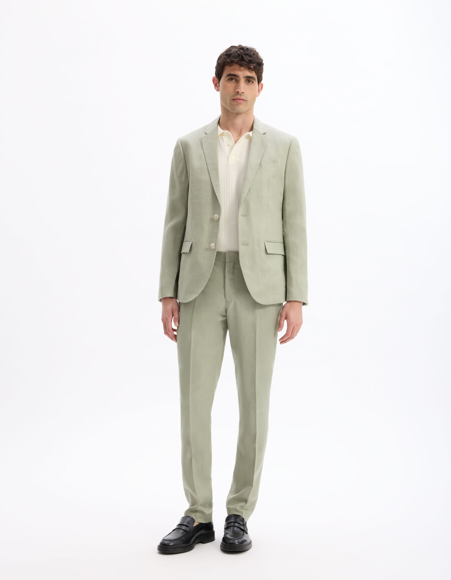 pantalón de traje slim fit 100 lino