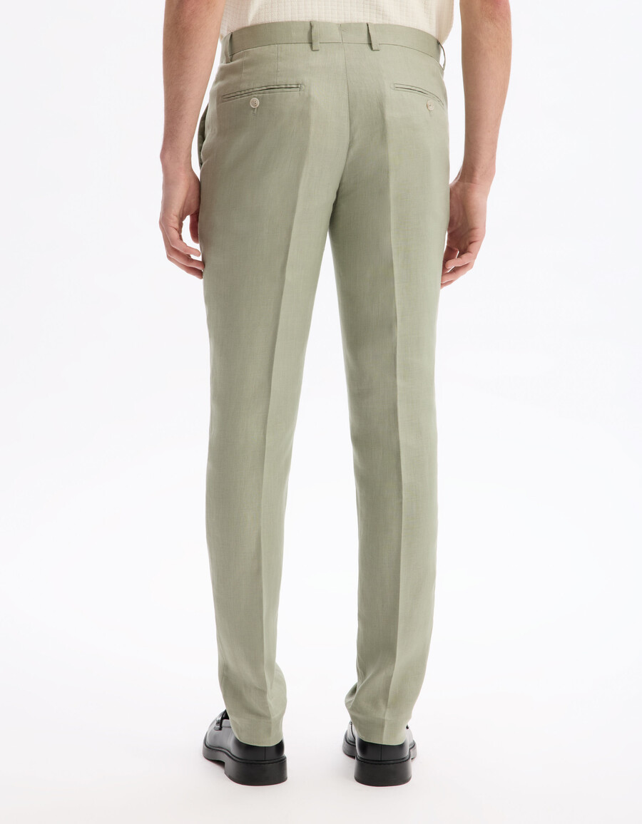 pantalón de traje slim fit 100 lino