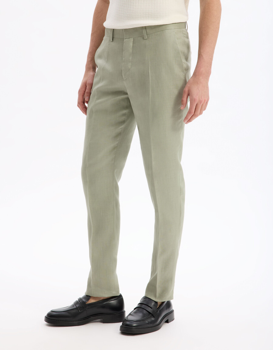 pantalón de traje slim fit 100 lino