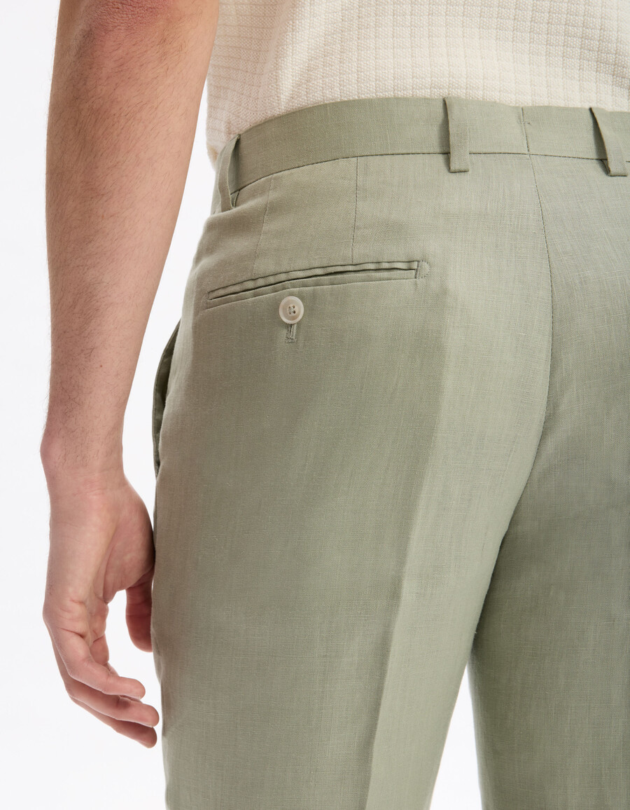 pantalón de traje slim fit 100 lino