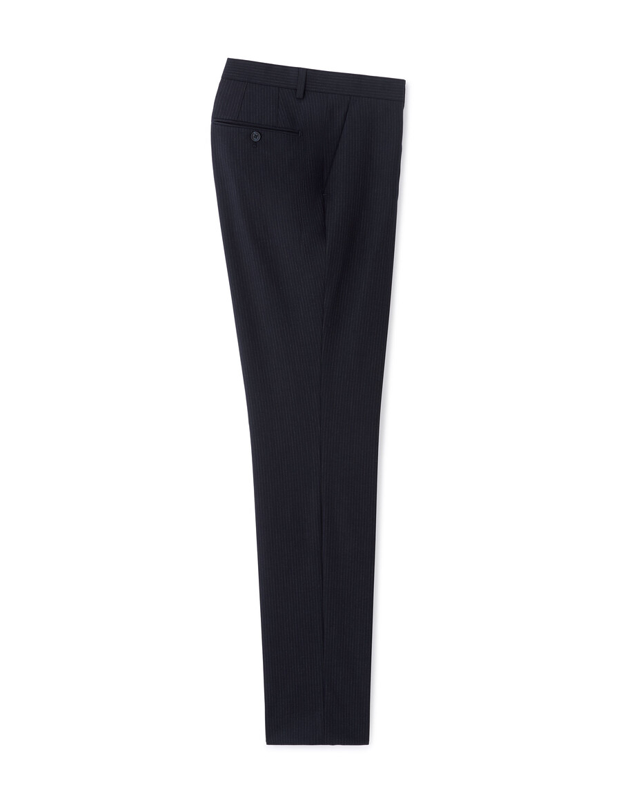pantalones de traje de franela a rayas de corte entallado